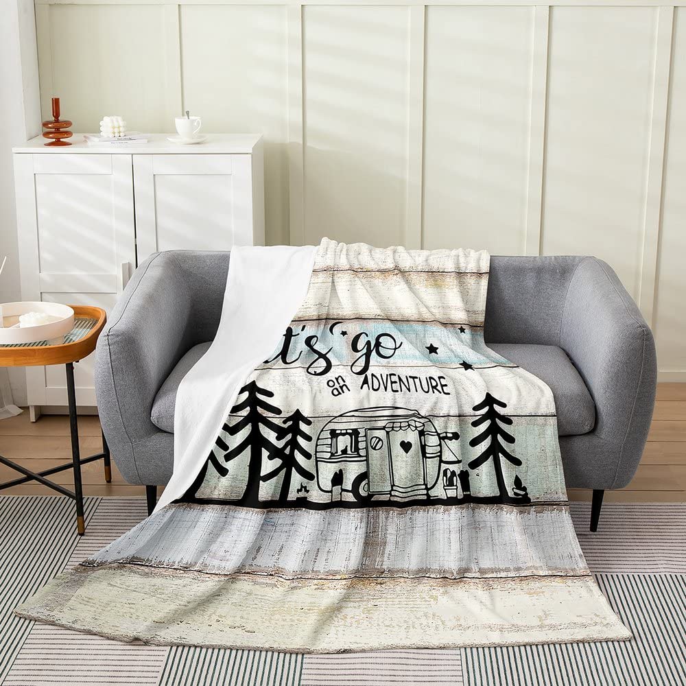 Coperta da campeggio per tutte le stagioni, in flanella di pile, per bambini, ragazzi, ragazze, in microfibra, stile vintage, 150 x 150 cm
