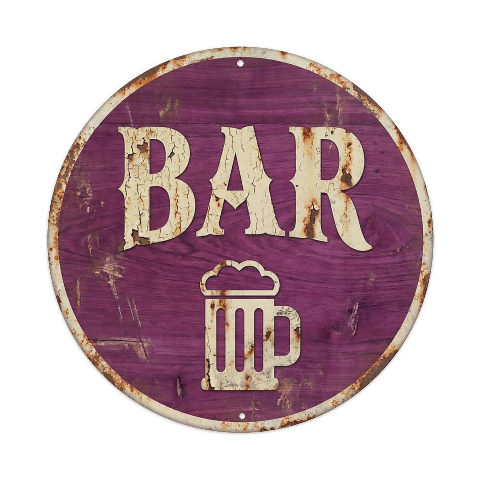 Vintage Beer BAR Purpleheart Wood Retro for Pub Metal Tin Sign