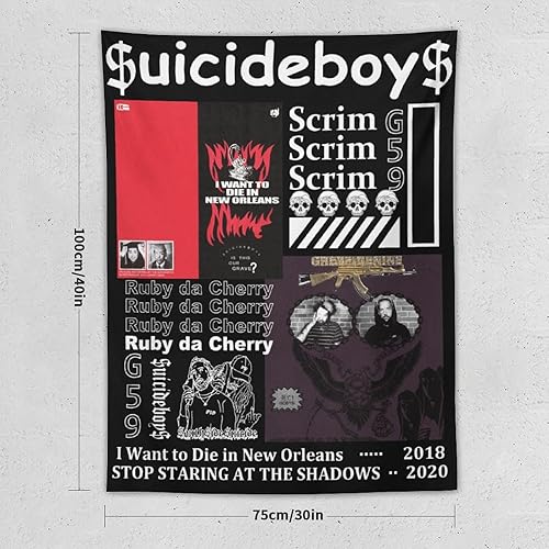 Miniatura 2 de ERGOKRAFT Suicide Hip Hop Music - Tapiz para niños, póster de rapero para decoración de fiesta de dormitorio universitario, novedoso gráfico para