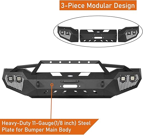 Miniatura 6 de Hooke Road Tundra Parachoques delantero para Toyota Tundra 2007-2013 Cabina Regular Cab Doble Cab CrewMax, parachoques todoterreno con soporte de