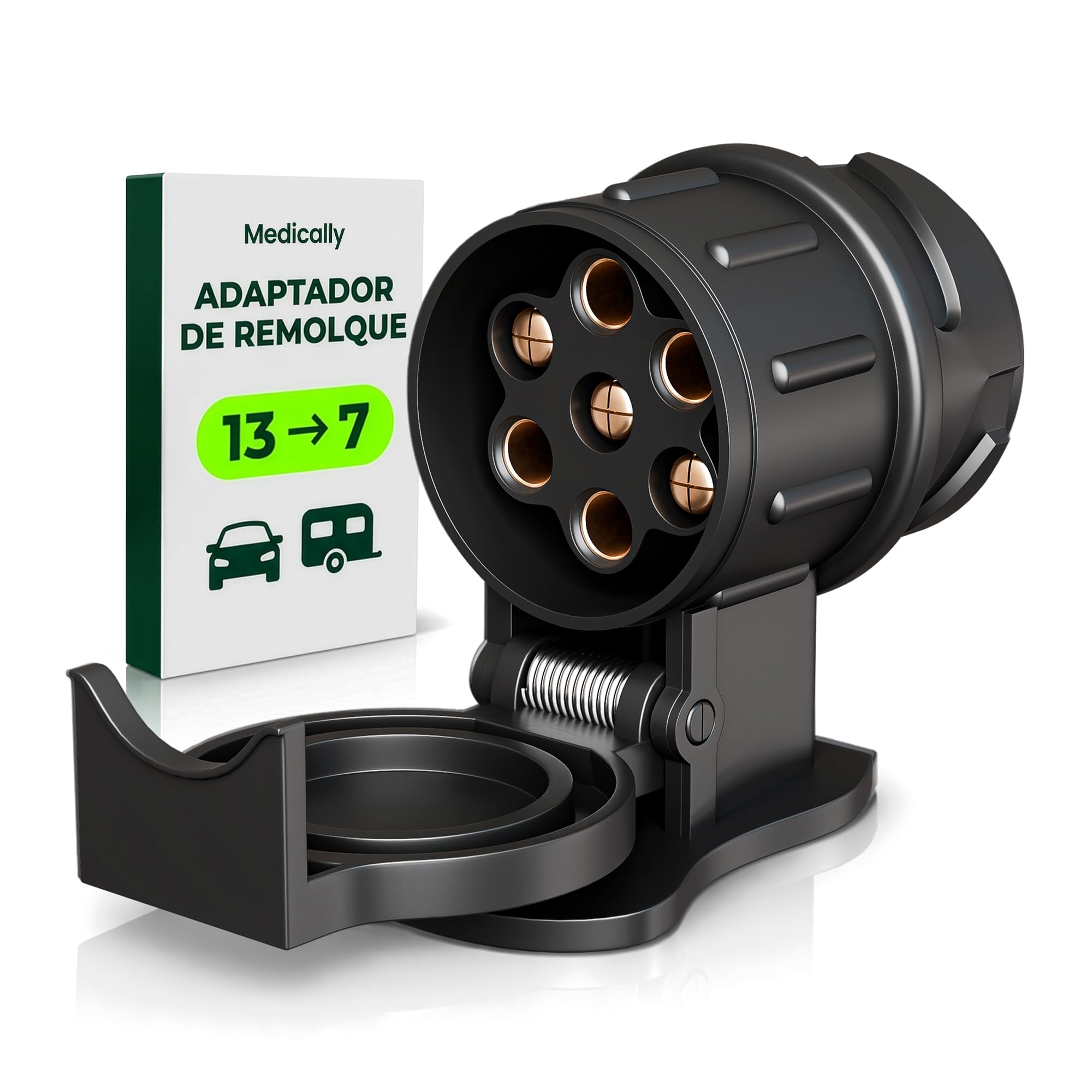 Medicaly Enganche Remolque - Adaptador de Remolque 13 a 7 Pines - Convertidor Enchufe Caravana a Coche - Adaptador Eléctrico Universal para Remolque, Caravana - Conexión Segura e Impermeable. - 2