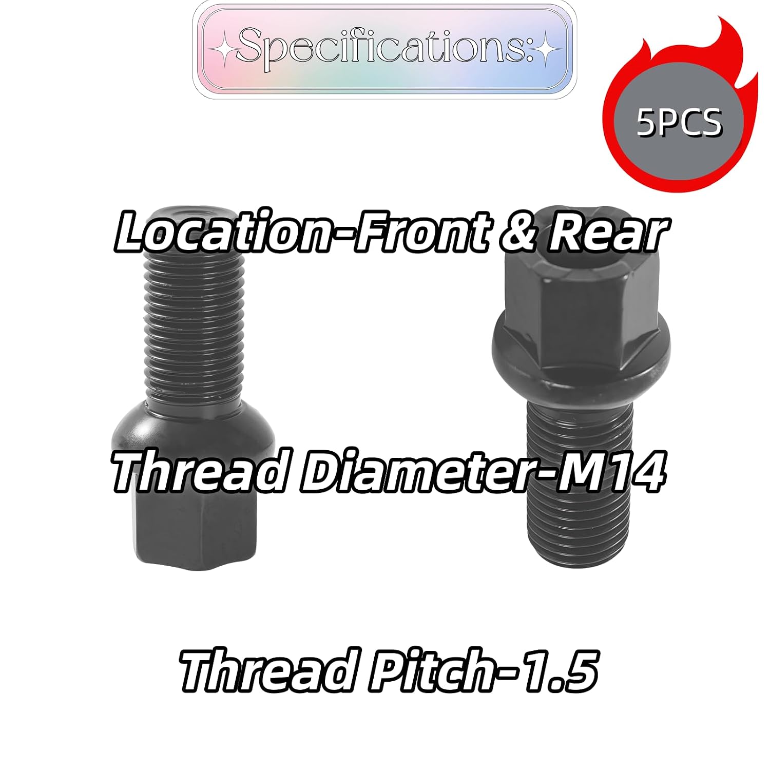 8D0601139D WHT002437 Wheel Lug Nut Bolts Fits for VW Golf Jetta Passat Beetle CC for Audi A3 A4 A5 A6 A7 Quattro A8-M14-1.50 (Black)