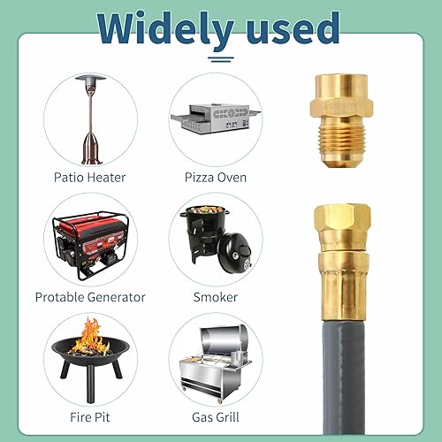 Miniatura 6 de Mejorado 48 pies 12 pulgada Kit de extensión de manguera de gas natural con accesorios de conexión rápida para kit de conversión de gas de parrilla