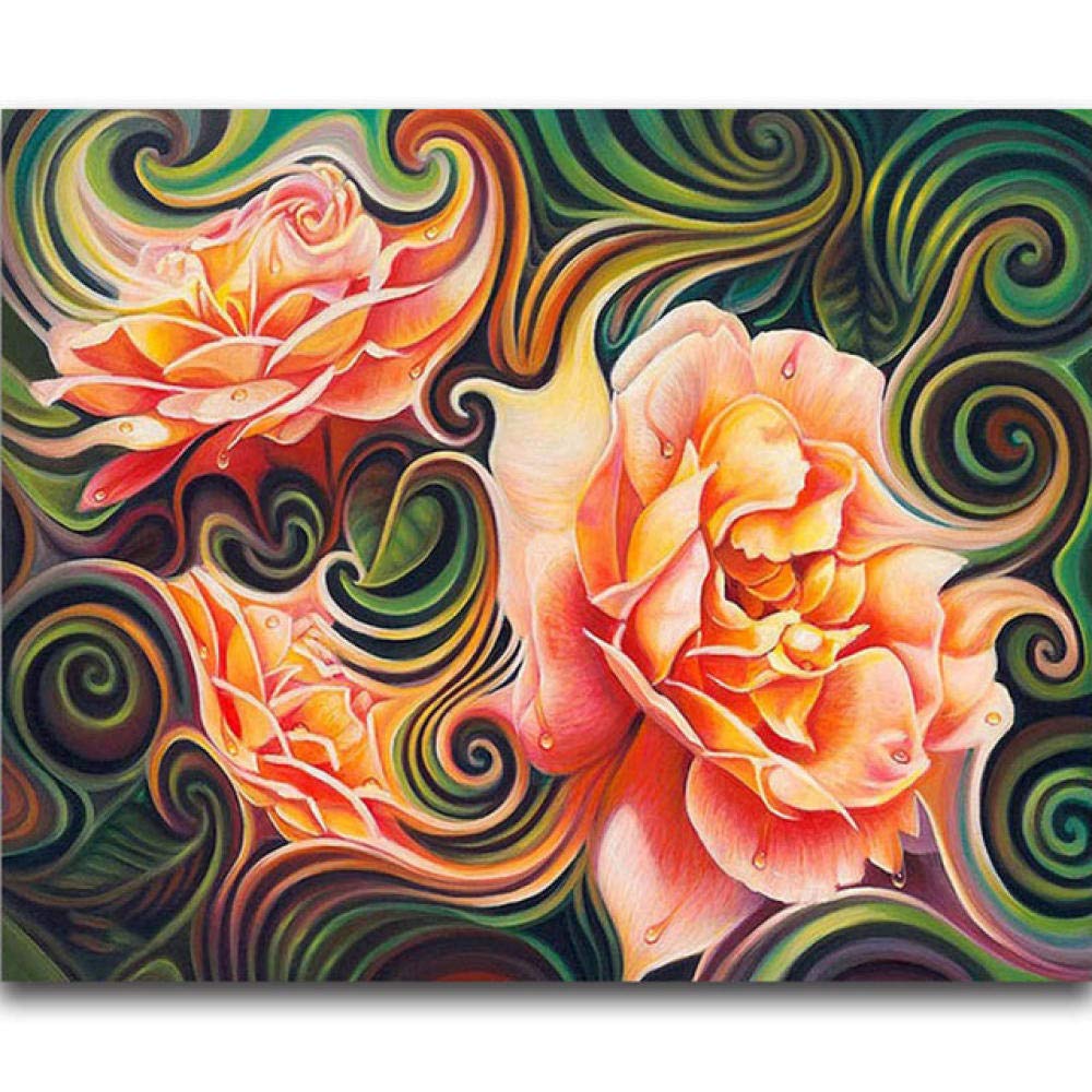 CJWLH DIY 5D Diamond Painting Kit for Adults Kids Colorful Flowers Full Drill Round Diamond Embroidery Crystal Rhinestone Painting Arts Craft for Home Wall Decor Frameless 30x40cm