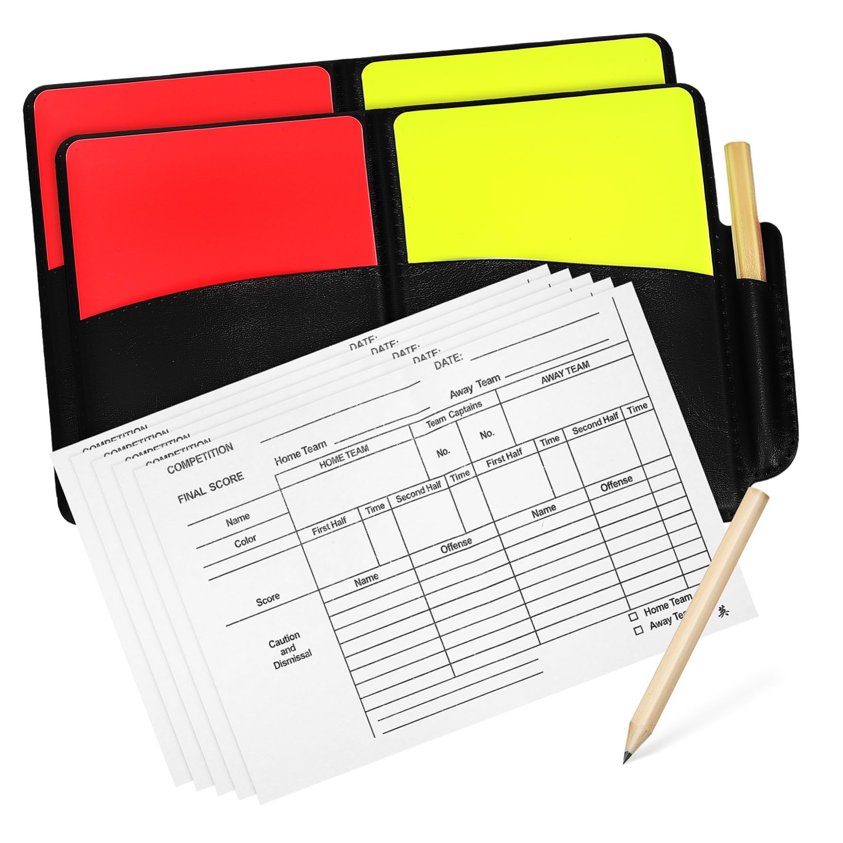 Totority 2Set Referee Kits Professional Soccer Referee Accessory with Cards Score Sheet Pencil for Easy The Field Durable Material