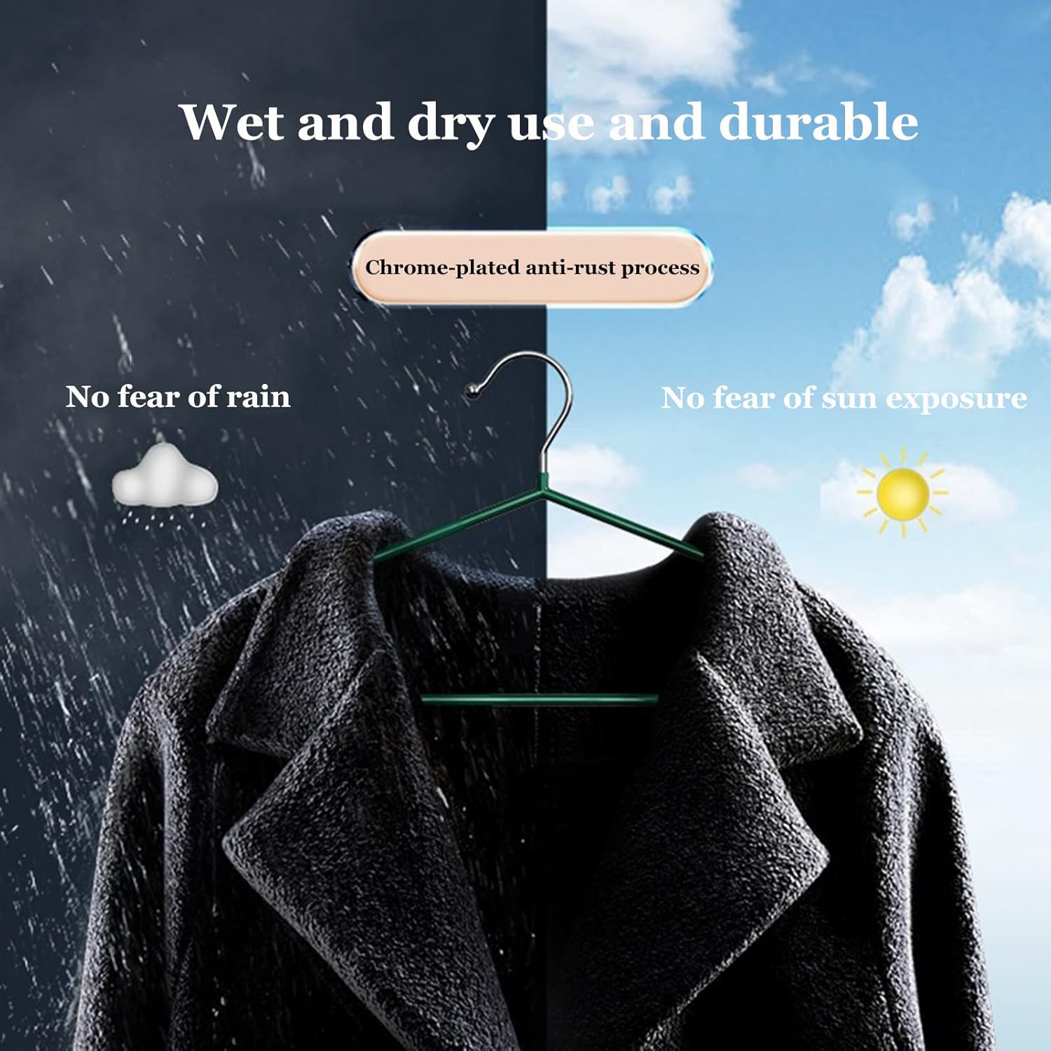 Stainless Steel Bold Hanger, Household Non-Slip Seamless Clothes Hanger, Adult Balcony Bedroom Clothes Hangers for Coat, Shirt, Pants, Ties (Light Blue)