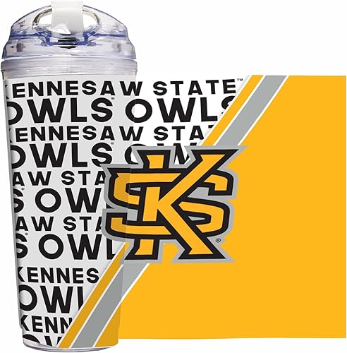 Miniatura 130 de Rico Industries NCAA - Vaso de acrílico estándar de 24 onzas con tapa con bisagras, vaso de doble pared con licencia oficial y popote