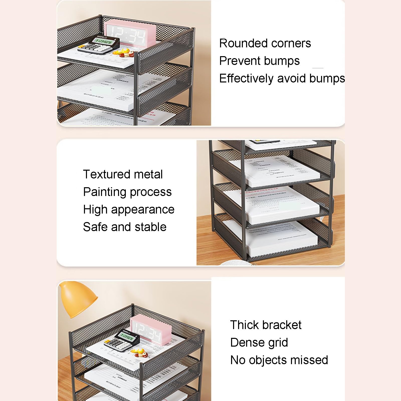Organizador de Escritorio, Malla Organizador Estacionario, Organizador Versátil, Opciones de Almacenamiento, Almacenamiento de Escritorio Simple(Black,26x46cm/10.2x18.1in)