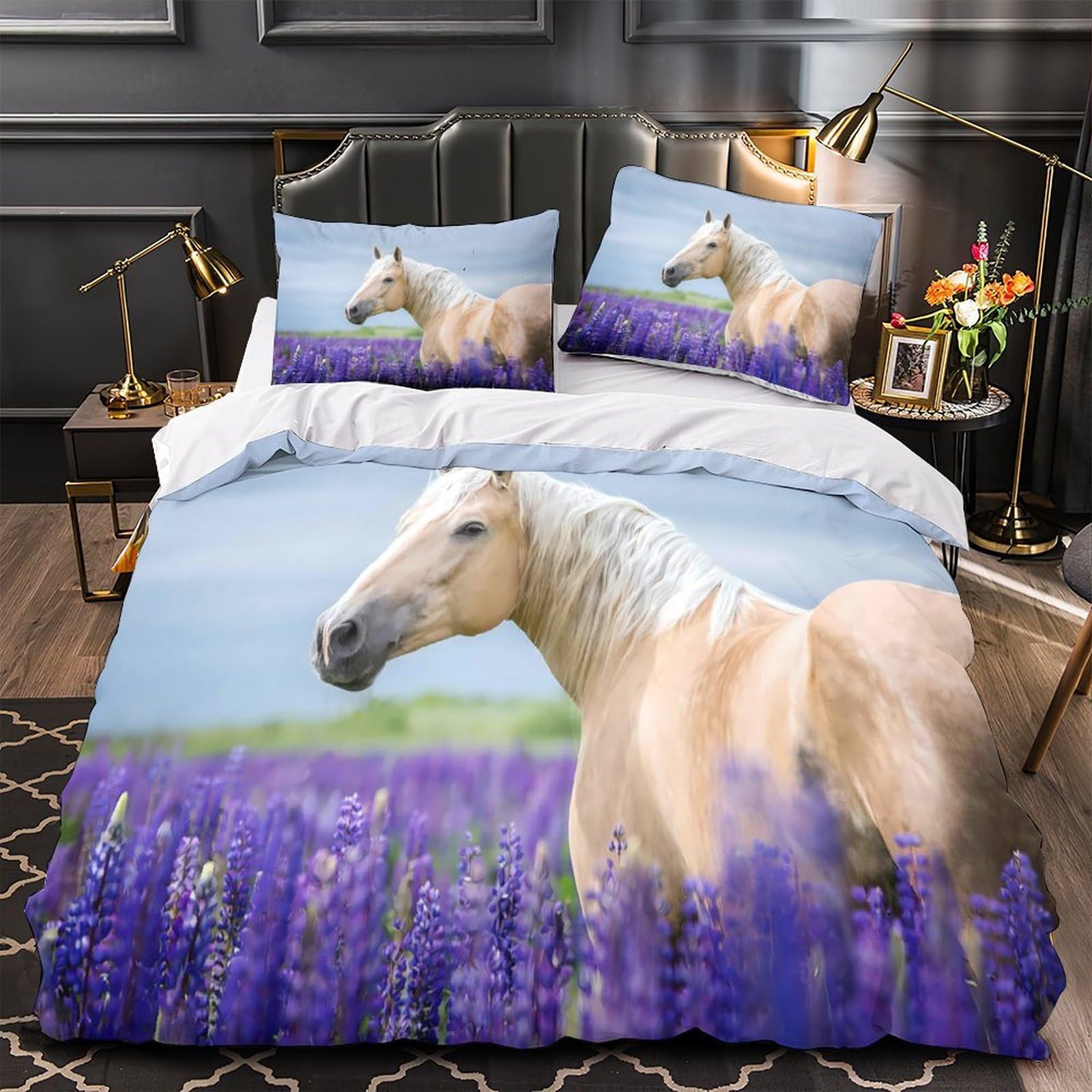Parure de lit cheval hypoallergénique en microfibre douce pour stopper les allergies