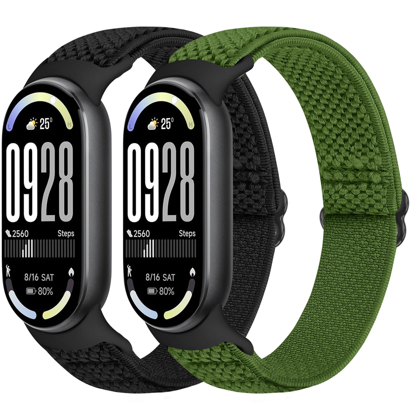 Runostrich Elastic Nylon Watch Strap Compatible with Xiaomi Smart Band 10/9/8 Sports Strap Soft Watch Band Adjustable Replacement Band for Women Men