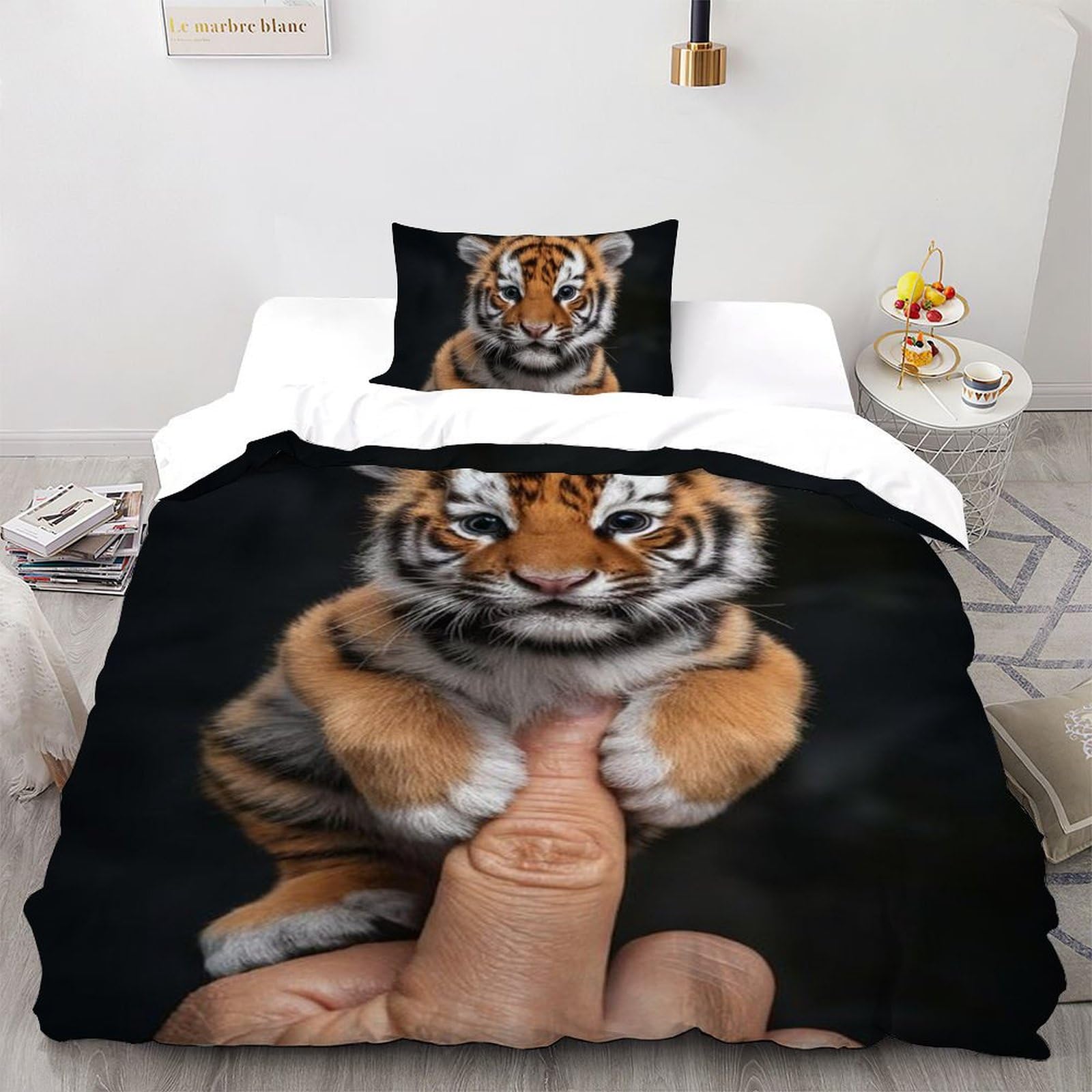 Housse de couette guépard single pour literie motif animaux 3D