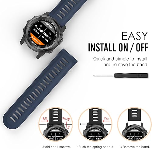 Miniatura 8 de MoKo Correa compatible con Garmin Fenix 3Fenix 5X, correa de repuesto de silicona suave para Garmin Fenix 3Fenix 3 HRFenix 5X5X PlusD2 Delta