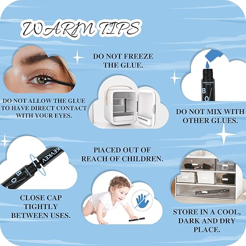Miniatura 6 de KevKev Pegamento de pestañas para extensiones de pestañas, fijación fuerte de larga duración, 48-72 horas, pegamento de pestañas adherente y Bond y