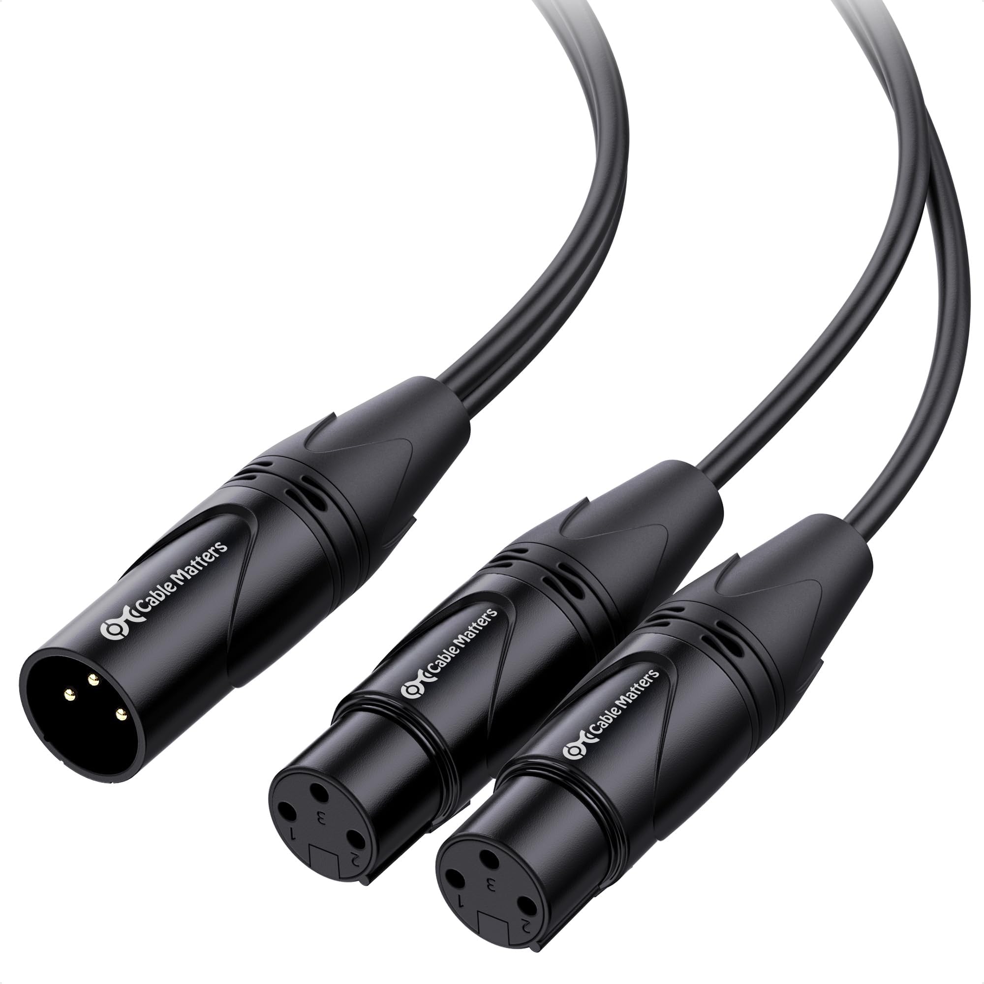 Balanced XLR Splitter Cable 0.5m, 1 Male to 2 Female | XLR Y Cable, Microphone Splitter, Balanced Audio Connection
