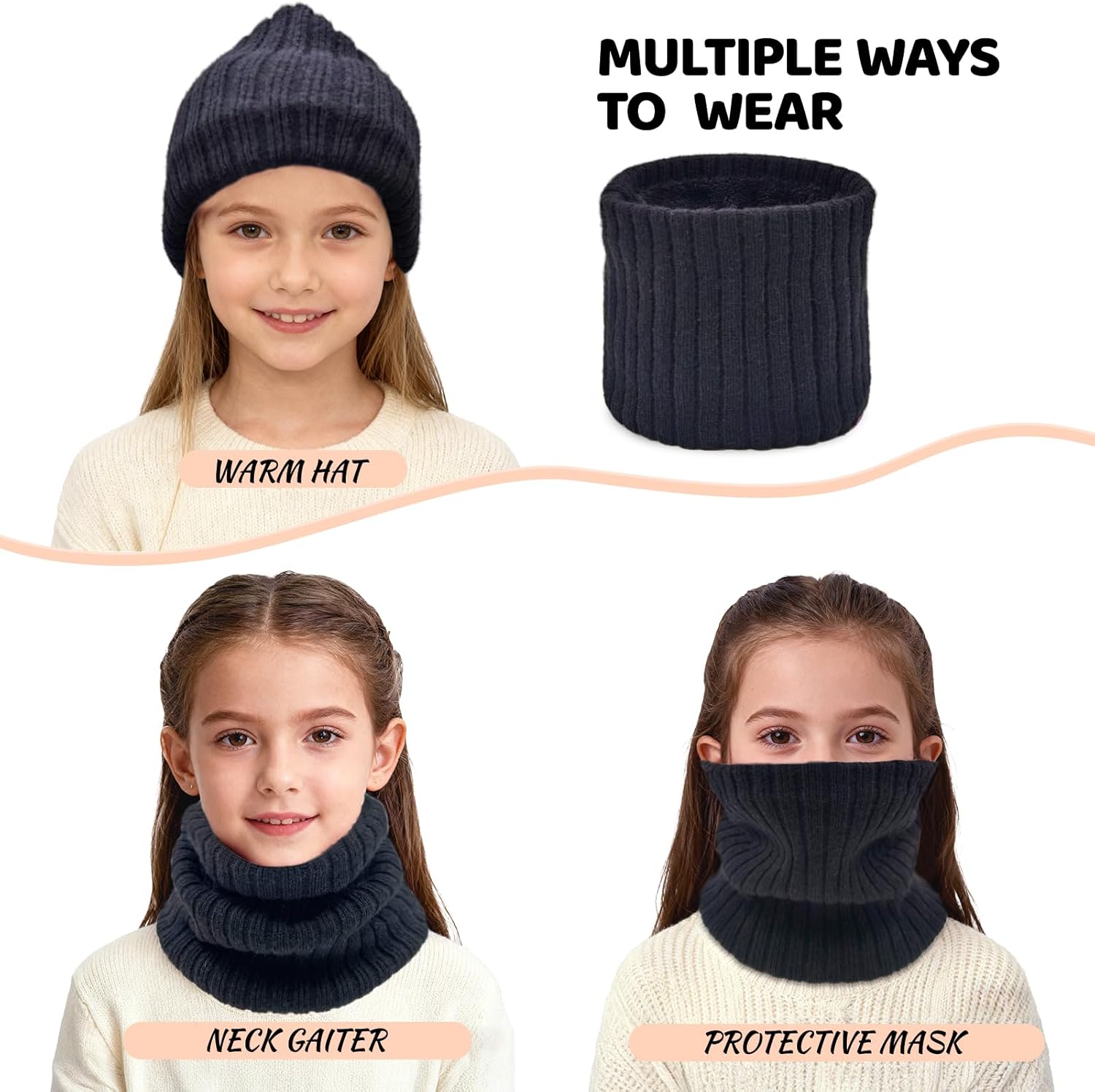 Kids Fleece Neck Warmer Gaiter Winter Scarf for Boys Girls Windproof Soft Thermal Infinity Scarf for Cold Weather - Image 4