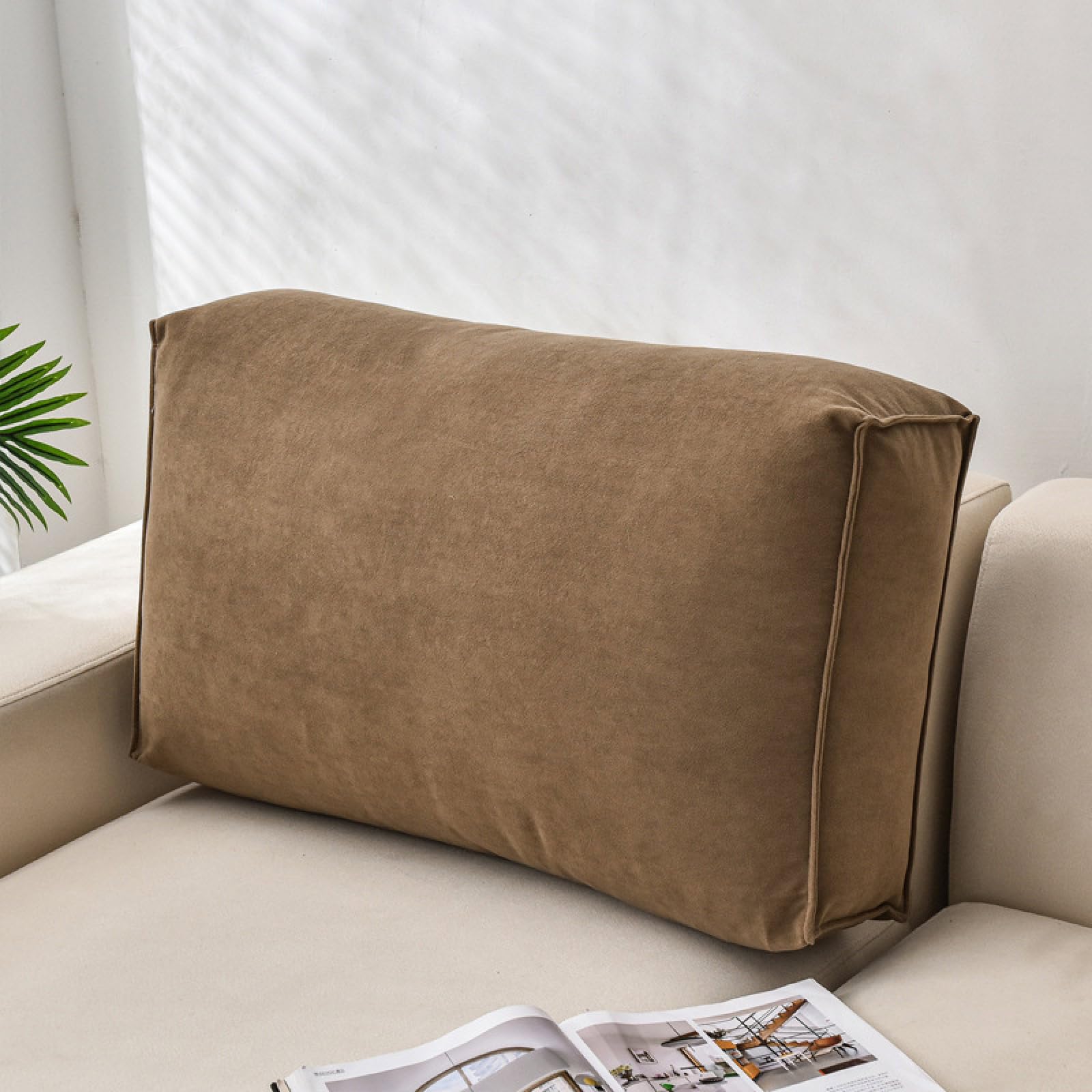 BERULL Couch Pillows,Classic Large Sofa Back Waist Cushion, Comfort Reading Pillow Lumbar Support Pillow, for Sofa,Bedside,Bay Window,brown,24x18x5inches