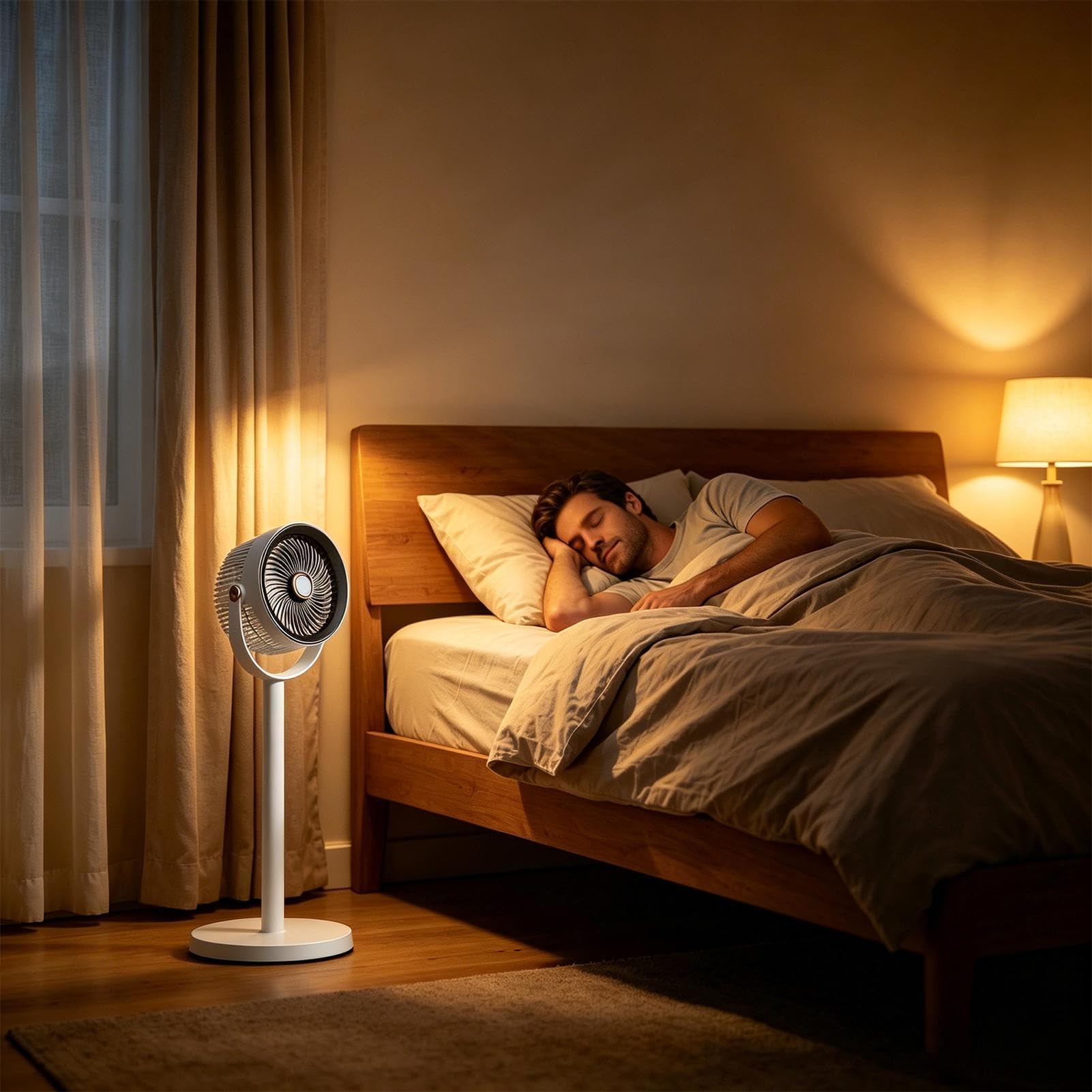 Ventilatore a piantana Ricaricabile 5 Velocità Silenzioso con Luce Notturna | Ventilatore da terra silenzioso e potente Per Soggiorno Ufficio Casa Cucina Dormitorio Interno Esterno Campeggio