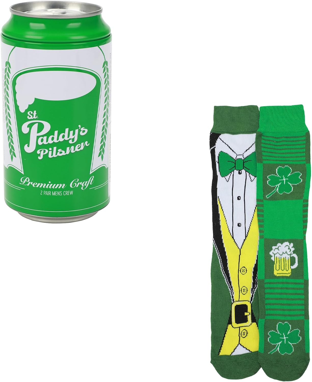 Bioworld St. Patrick's Day Foaming Mugs & Tuxedo Men's 2-Pair Casual Crew Socks