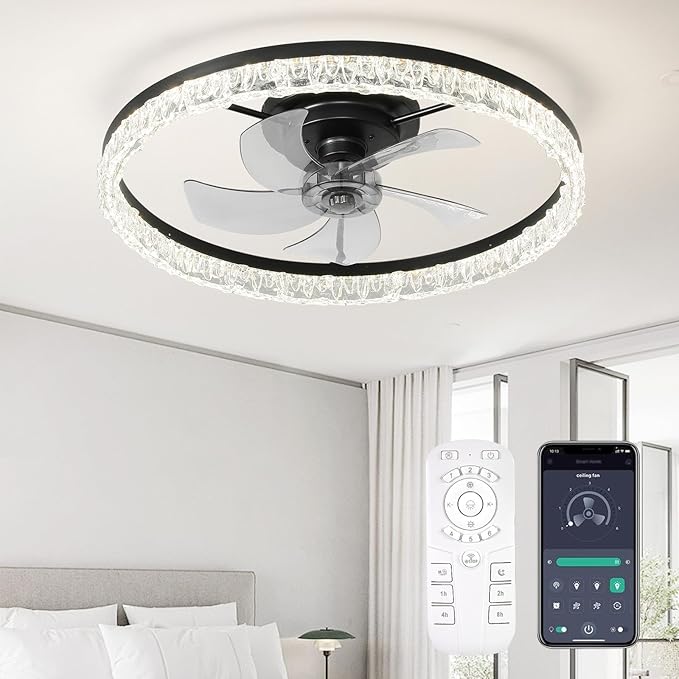 Ventilador de Techo 24 Pulgadas con Luz LED, Control Remoto