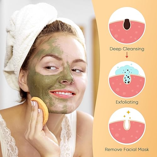 Miniatura 28 de GAINWELL 50 esponjas faciales comprimidas negras para limpieza facial diaria y exfoliación, esponjas cosméticas de spa 100% naturales para removedor