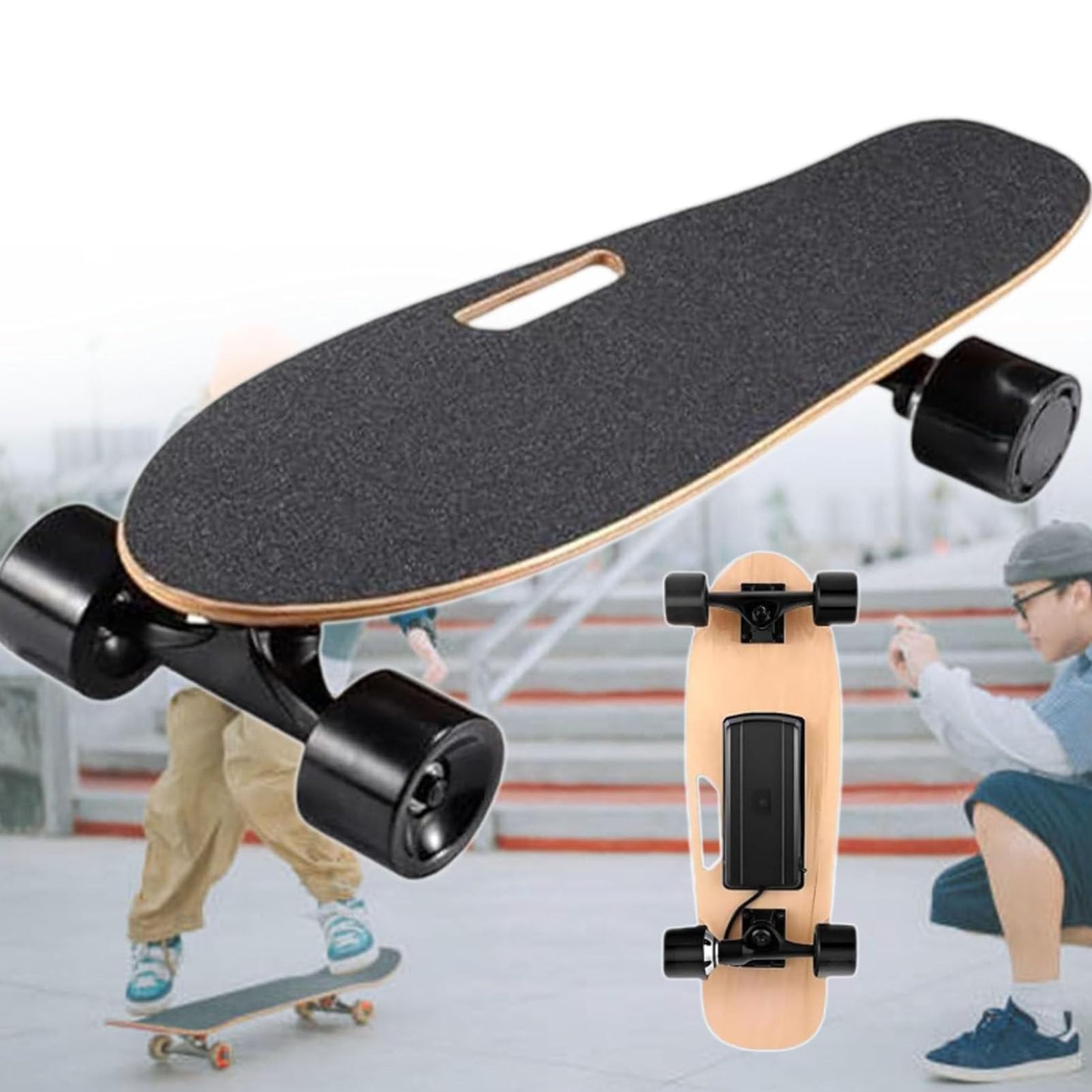 Longboard électrique avec télécommande, idéal pour Adultes et Adolescents débutants, autonomie de 8 km, Vitesse maximale de 22 km/h, freinage en Douceur