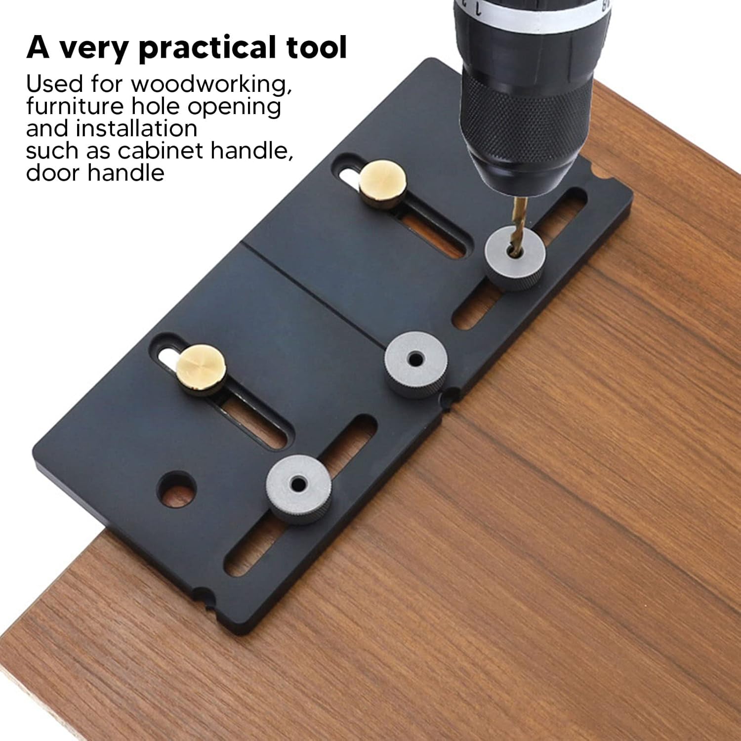 Aluminum Alloy Hole Punching Positioner, Generic Cabinet Hardware Jig Tool, Punch Locator Adjustable Furniture Handle for Hole Spacing Measurement and Positioning