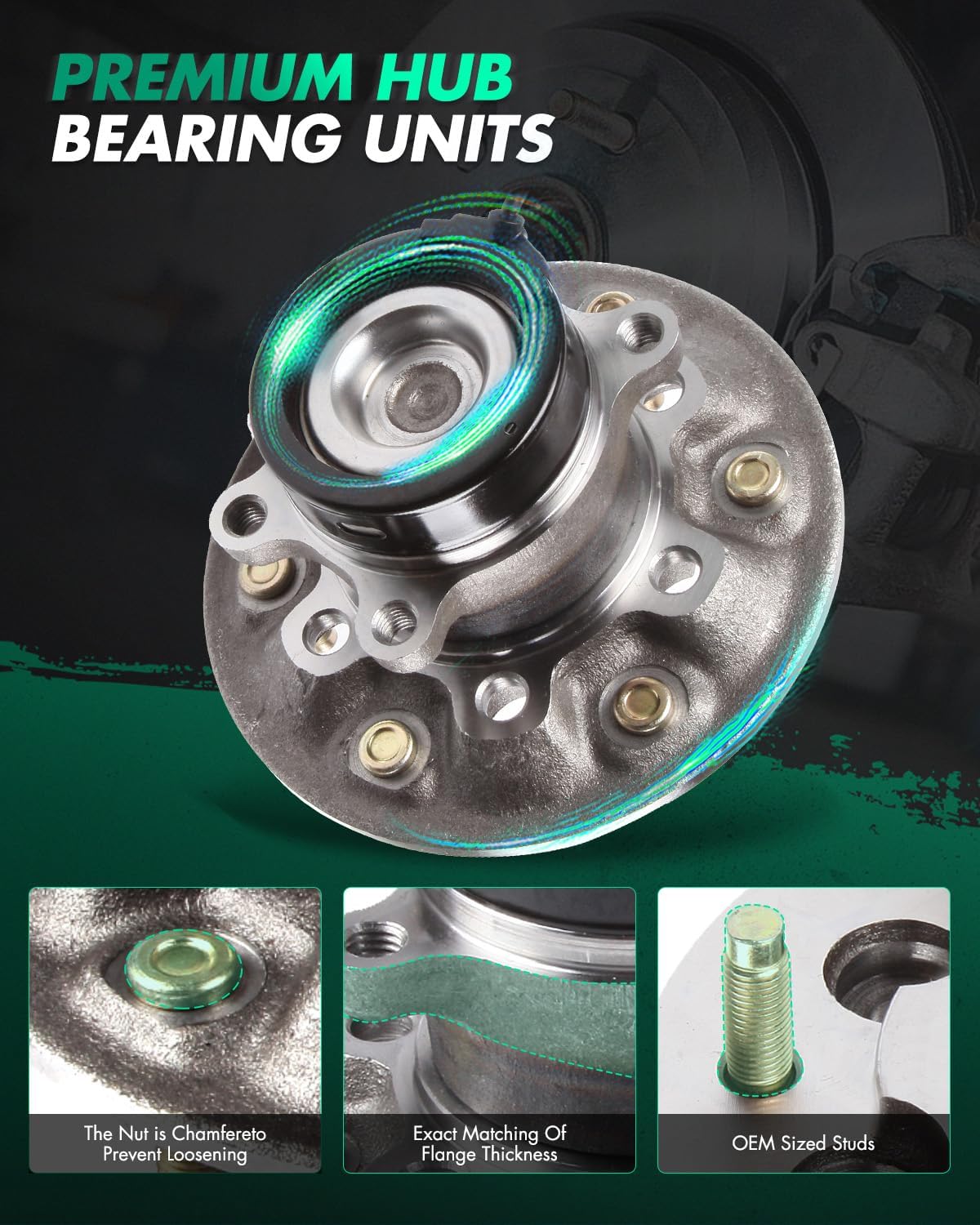 SCITOO 2pc Front Wheel Bearing Hub Assembly 515106 515107 fit for Chevrolet Colorado 2004-2008, for GMC Canyon 2006-2008, for Isuzu I-280 2006, for Isuzu I-290/ I-370 2007-2008 W/ABS 6 Lugs