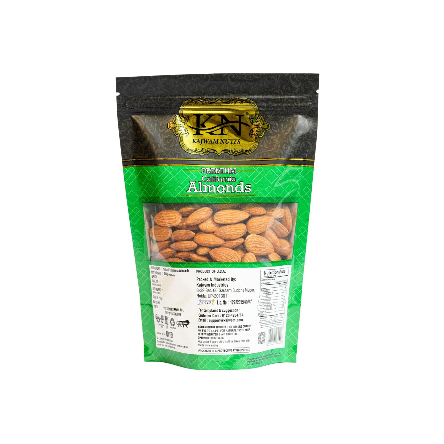 Kajwam Nutts Premium California Badam Giri, Independent Almond 250 gram | High in Fiber & Boost Immunity I Gluten Free 1