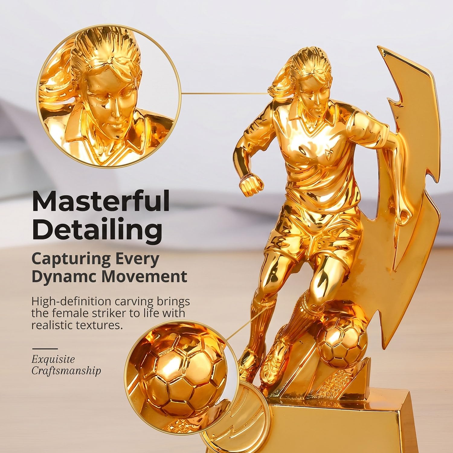 Trofeo Calcio Femminile, Statuetta Miglior Marcatrice per Ragazze e Giocatrici, Trofeo Giocatrice della Partita, Regalo Sportivo da Collezione per Scrivania