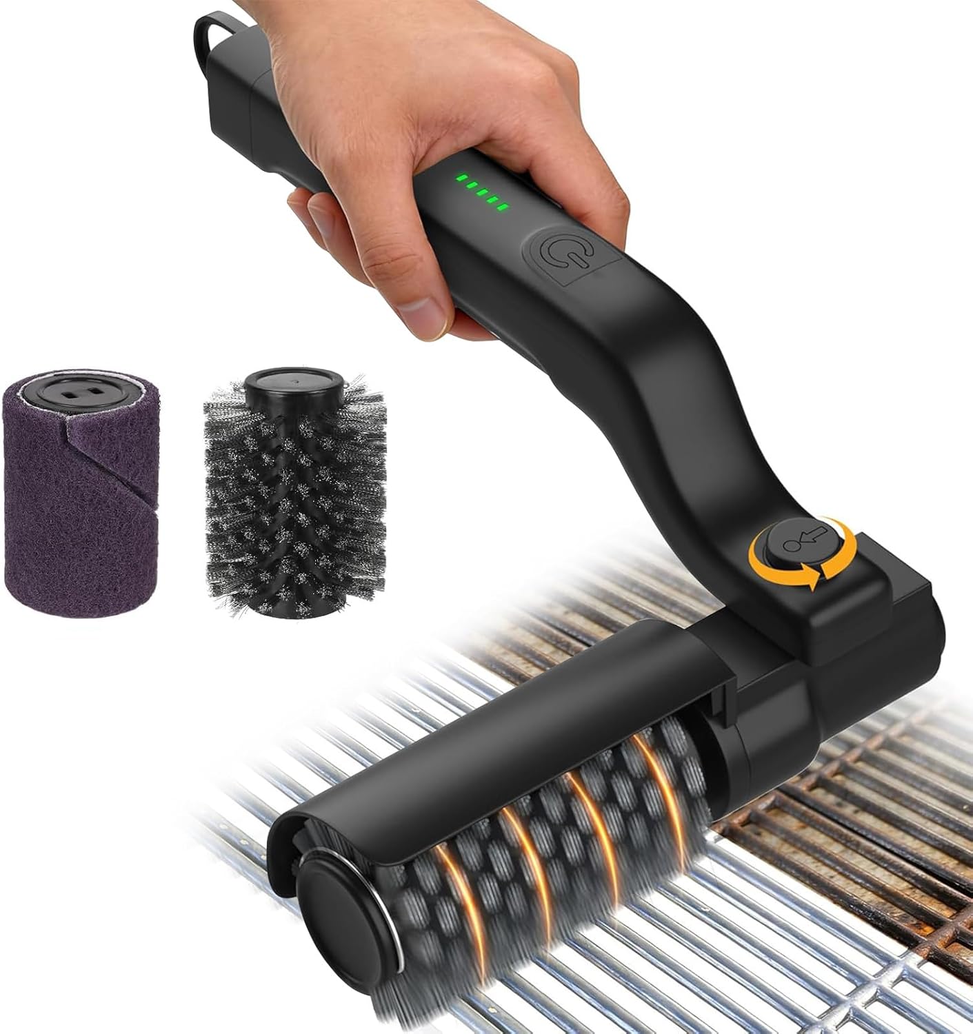Upgraded Electric Rotary Grill Brush for Outdoor Grill, Cordless Rechargeable Grill Cleaning Brush with Adjustable Angle, 3-Speed Power, 304 Stainless Steel BBQ Grill Brush, BBQ Accessories