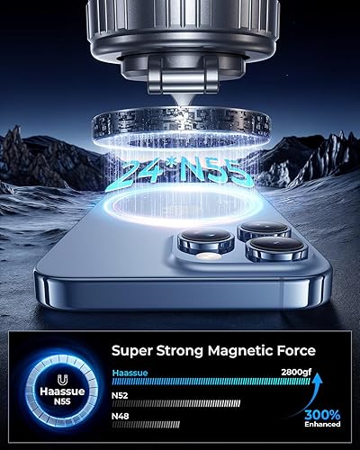 Miniatura 3 de Soporte de teléfono para automóvil Magsafe 108 + libras de succión más fuerte y 2800 gf magnético Soporte de teléfono ajustable de 360 para