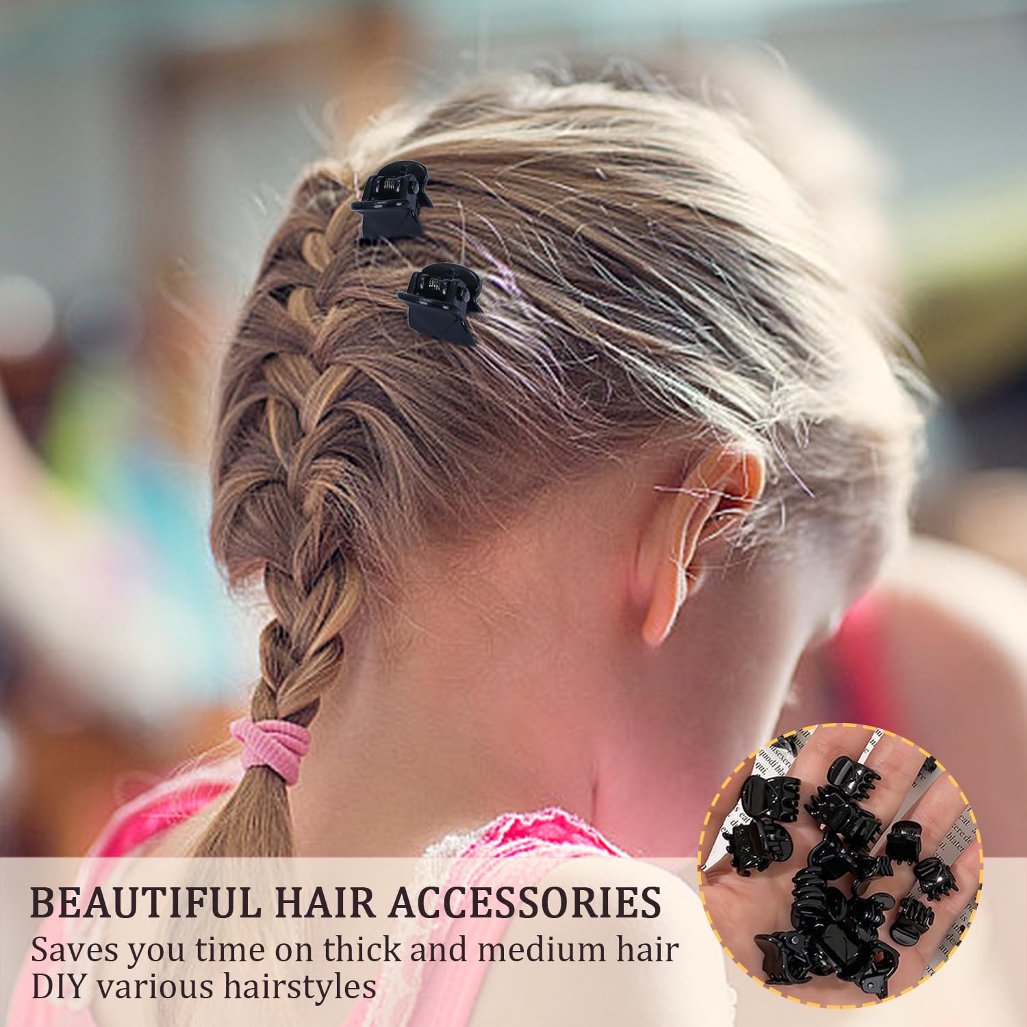 SYEYCW 50 Pcs Black Mini Hair Claw Clips, Small Hair Claw Clips, Plastic Hair Claws, Small Tiny Hair Clamps - Image 4