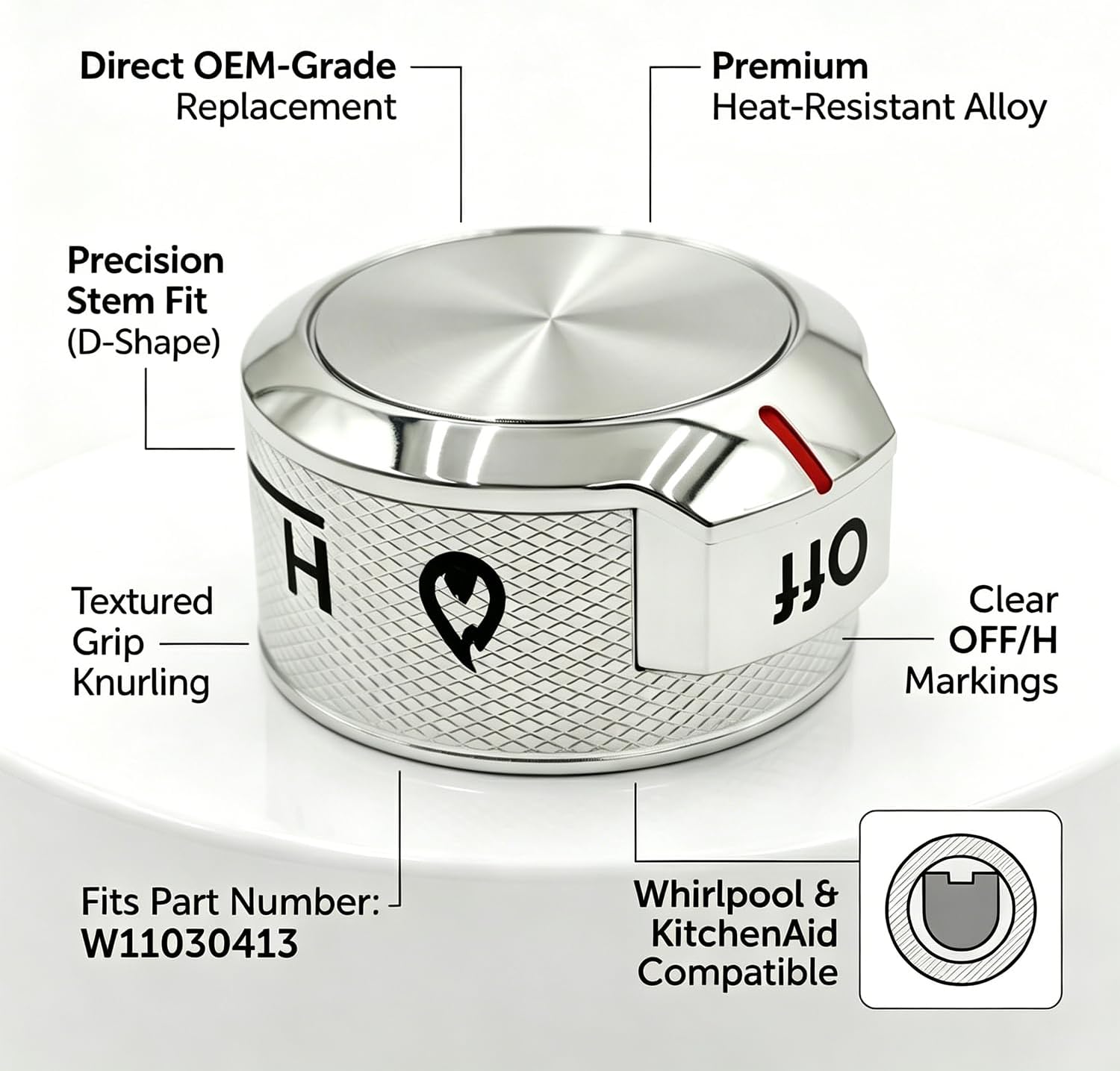 W11030413 Stove Knob Replacement Compatible with KitchenAid Range