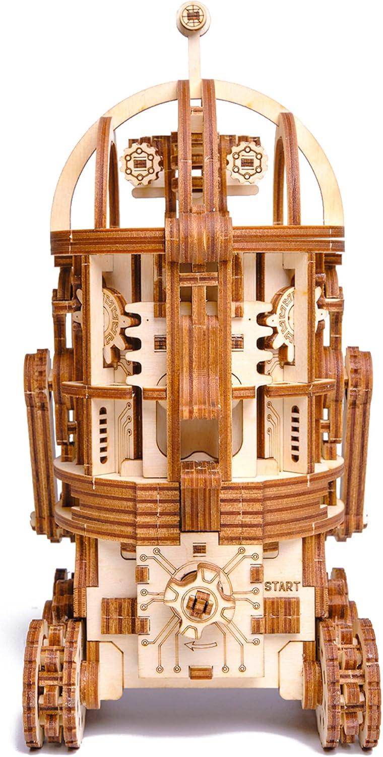 Wood Trick Space Junk Robot 3D Wooden Puzzles for Adults to Build - Rides up to 13 ft - 9.5x6.7 in - Model Kits for Adults - DIY Wooden Models to Build