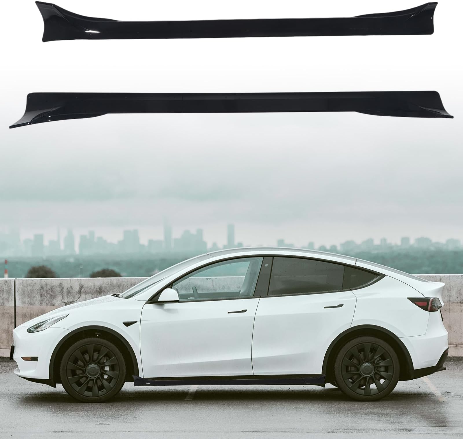 Side Skirts Extensions Compatible with Tesla Model Y 2020 2021 2022 2023 2024Glossy Black 4PCS Add-On Side Skirt Kit