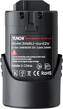 YUNCHI 2.0Ah Replace Battery for Bosch 12V Replacement Battery Compatible with Bosch 10.8V-12V Power Tool and Chargers Lithium-Ion Batteries Max, 2000mAh