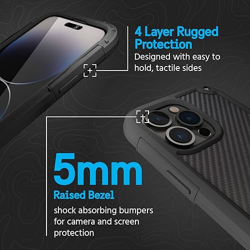 Miniatura 4 de Serie Shield de Pelican - Funda fina de Kevlar para iPhone 13 Pro, protección contra caídas de 21 pies, funda de 6.1 pulgadas de Kevlar