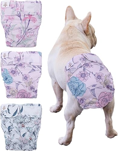 Miniatura 21 de CuteBone Pañales lavables para perras, paquete de 3 pantalones de entrenamiento para cachorros WWD02XS