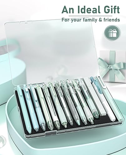 Miniatura 6 de Four Candies Juego de bolígrafos de tinta de gel, 14 bolígrafos con estuche, bonita toma de notas de 0.020 in, punta fina, retráctiles, 12