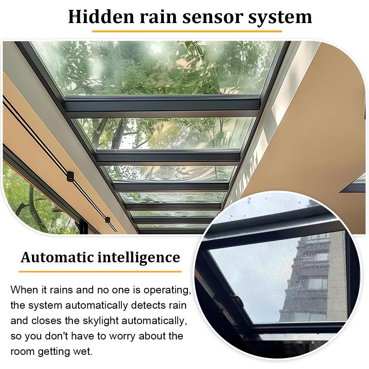 Ventanas de Tragaluz Eléctricas Inteligentes para Techos de Casas, Ventana de Techo de Salida con Control Remoto, Tragaluces para Techos para Áticos/soláriums(LxW 90x50cm/35.4x19.7in)