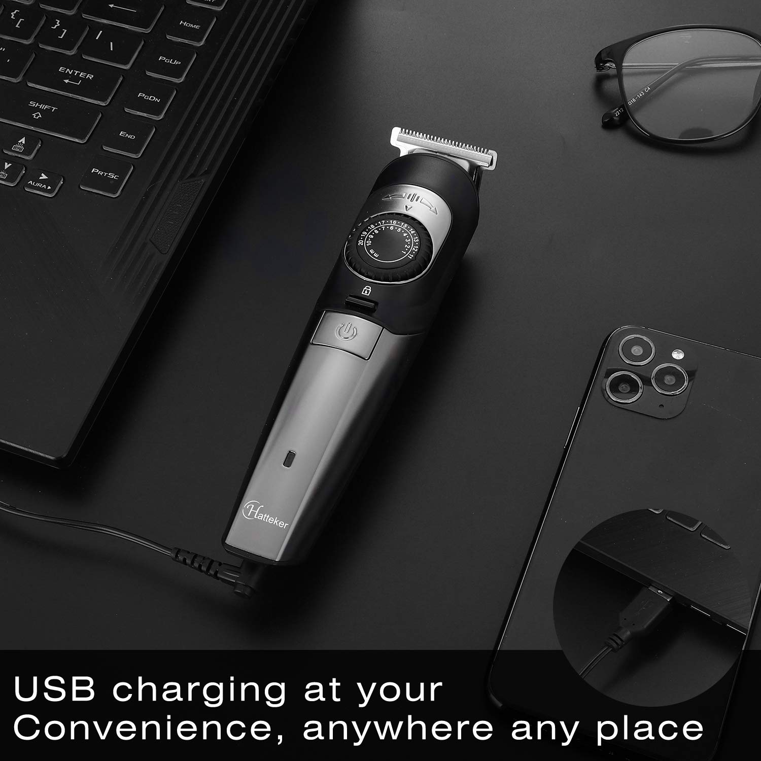 Hatteker Trymer do brody dla mężczyzn maszynka do strzyżenia włosów bezprzewodowy korpus wąsy nos maszynka do włosów zestaw precyzyjny trymer 5 w 1 USB akumulator