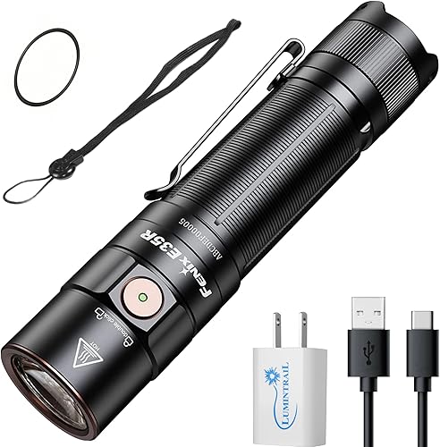 Lumintrail Fenix E35R - Linterna EDC de 3100 lúmenes, linterna LED recargable por USB con batería de 5100 mAh, 6 modos de iluminación, con un