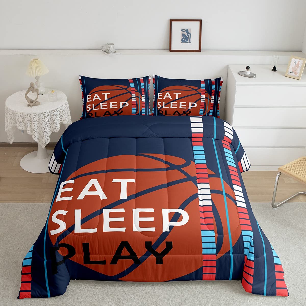 Set di biancheria da letto con motivo a pallacanestro set di biancheria da letto con motivo