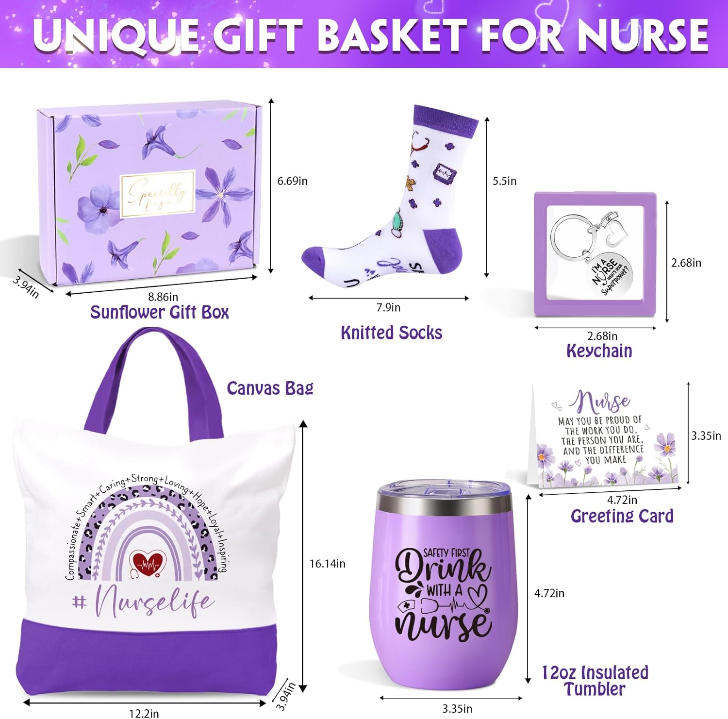 Nurse Gifts for Women, Nurse Appreciation Gifts, Nurses Week Gift, Graduation Christmas Birthday Gift for Nurses Female New Nursing Student Practitioner Gifting with Canvas Bag Tumbler Socks Keychain - Image 2