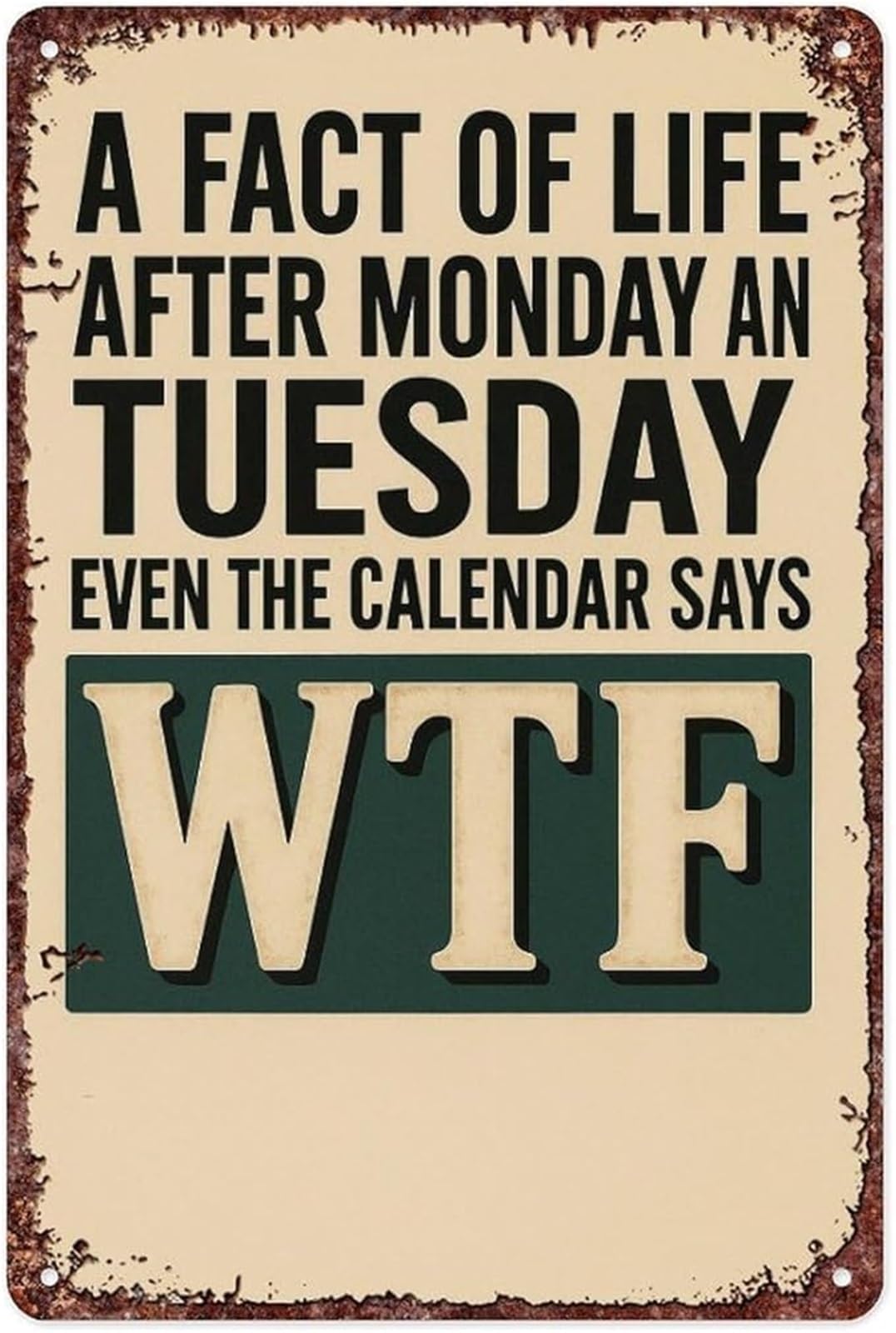 FNYUVNFAF A Fact Of Life After Monday Humorous Saying Retro Aluminum Sign for Wall Decor 8 X 12 in