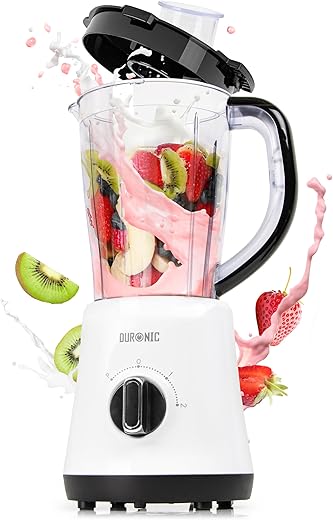 Duronic Jug Blender BL16 BPA Free 1.5L Smoothie Maker for Ice Slushies Protein Shakes Baby Food & Soups 500W Electric Blenders with Removable Blades Soup Makers with Pulse Feature