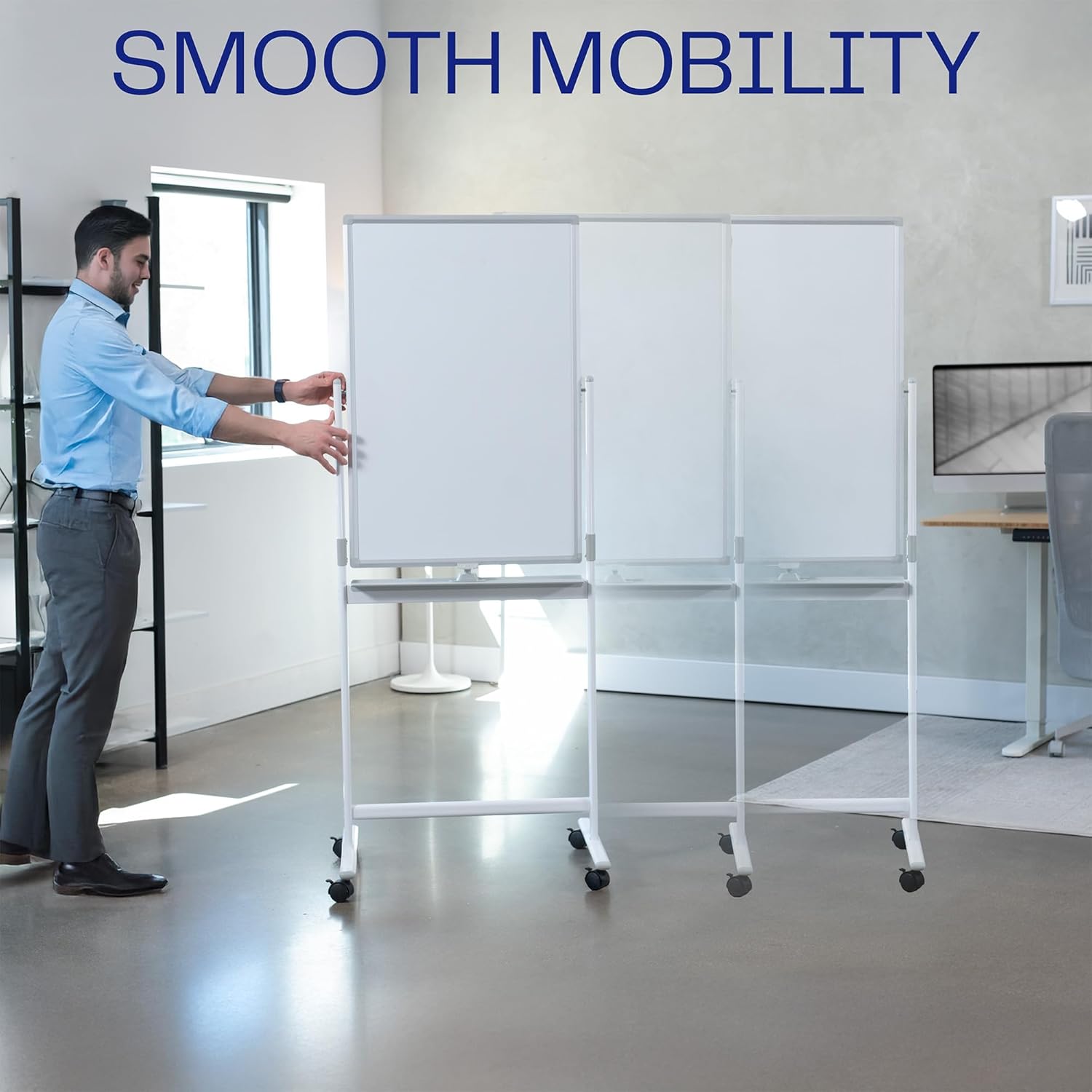VIVO Mobile 24 x 36 inch Double Sided Dry Erase Whiteboard, Rolling Aluminum Stand, Magnetic, CART-WB24A