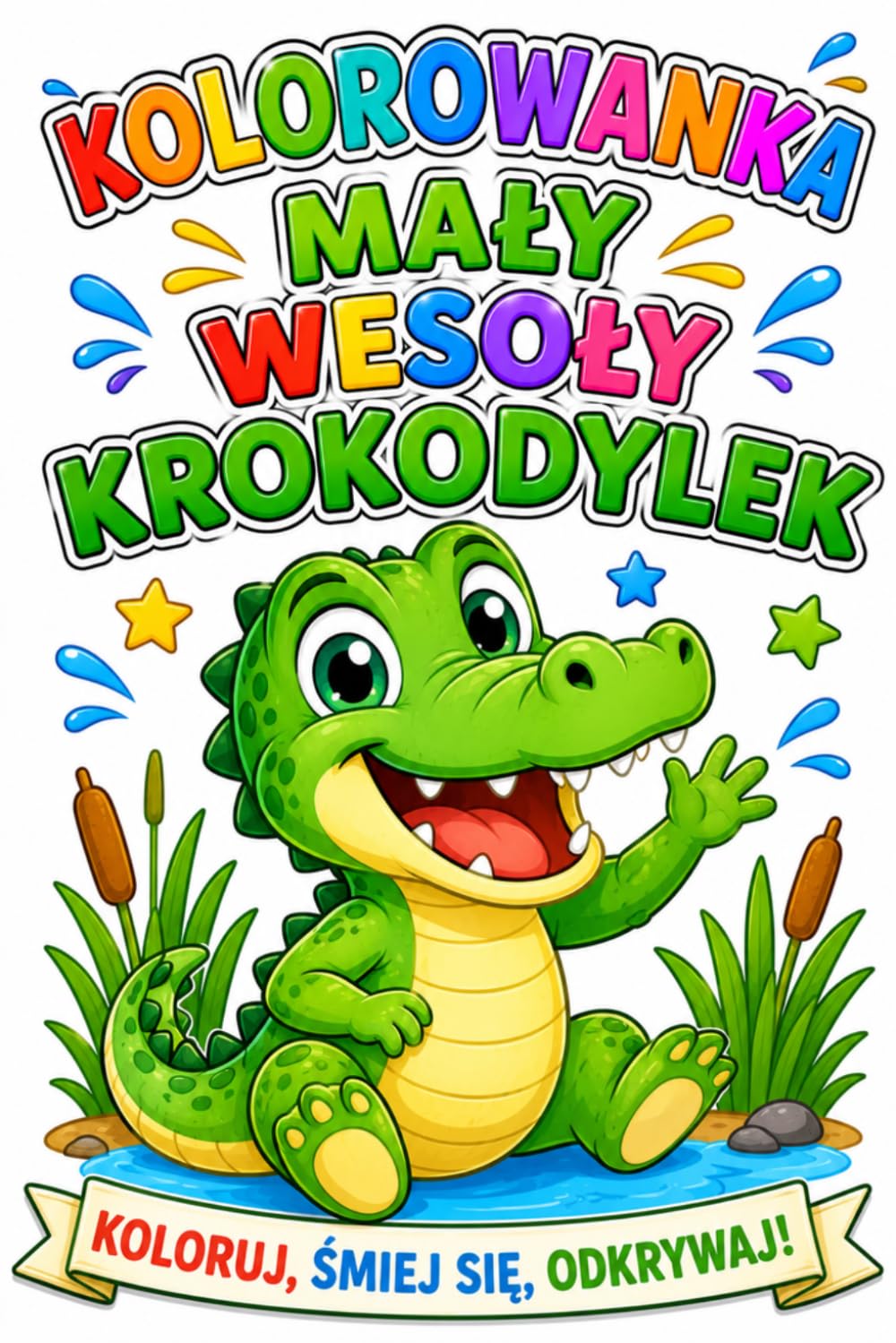 Kolorowanka mały wesoły krokodylek: Koloruj śmiej się odkrywaj