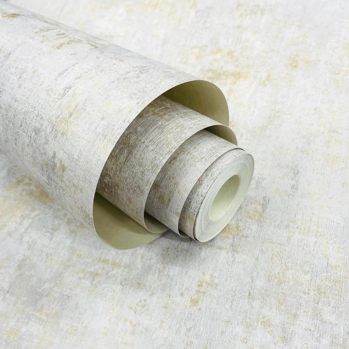 Industrial Themed Concrete Effect Textured Style Minimalist Design Wallpaper for Bedrooms, Hallways, Living Rooms, Modern Interior Grey/Gold World of Wallpaper AF0026