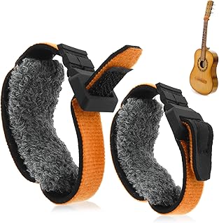 Thinp 2 Pieces Guitar String Mute Dampener, Guitar Wraps Guitar String Cover Tape, Adjustable Bass Mute Silencer, Fretboard Muting Straps, Musical Instrument Accessories(Orange)